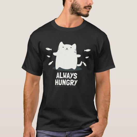 ネコのためのお腹が空いた Tシャツ (正面)