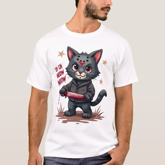 ネコのための可愛いハロウィン 猫 ホラー 映画 Tシャツ (正面)