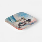 ネコのウェディング ビーチウェディングをテーマに ペーパープレート (傾斜あり)