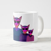 ネコのキャラクターデザイン ジャンボコーヒーマグカップ (正面右)