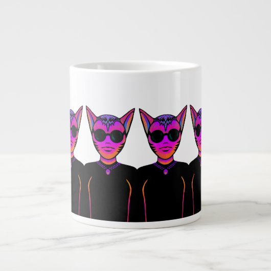 ネコのキャラクターデザイン ジャンボコーヒーマグカップ (正面)