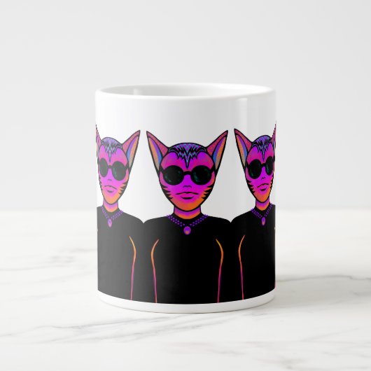 ネコのキャラクターデザイン ジャンボコーヒーマグカップ (正面)