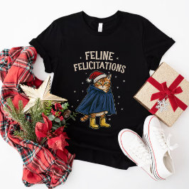 ネコのクリスマスグリーティング 面白いネコのクリスマス休暇 Tシャツ