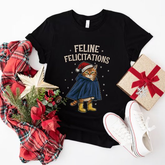 ネコのクリスマスグリーティング 面白いネコのクリスマス休暇 Tシャツ