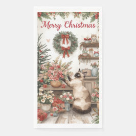 ネコのクリスマスフラワーアレンジメント花屋