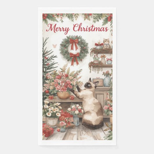 ネコのクリスマスフラワーアレンジメント花屋 (正面)