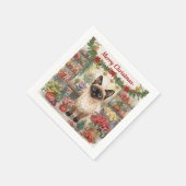 ネコのクリスマスフラワーアレンジメント花屋 スタンダードカクテルナプキン (角)