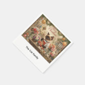 ネコのクリスマスフラワーアレンジメント花屋 スタンダードカクテルナプキン (角)