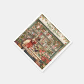 ネコのクリスマスフラワーアレンジメント花屋 スタンダードカクテルナプキン (角)