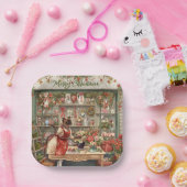 ネコのクリスマスフラワーアレンジメント花屋 ペーパープレート (パーティー)