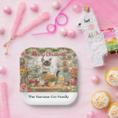 ネコのクリスマスフラワーアレンジメント花屋 ペーパープレート (パーティー)