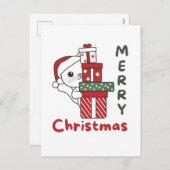 ネコのクリスマスプレゼント 冬 動物 ネコ シーズンポストカード (正面/裏面)