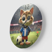 "ネコのサッカー王者: 3Dサッカーねこ" ラージ壁時計 (傾斜)