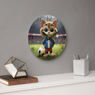 "ネコのサッカー王者: 3Dサッカーねこ" ラージ壁時計