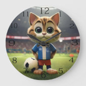 "ネコのサッカー王者: 3Dサッカーねこ" ラージ壁時計 (正面)