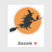 ネコのシルエットと月とブロムの魔女 シール (シート)