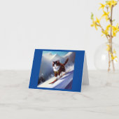 ネコのスノーボード カード (黄色い花)