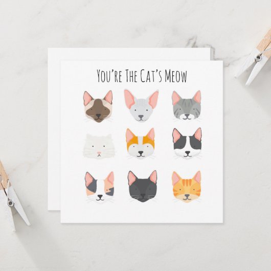 ネコのニャー誕生日考えの仲間 カード (正面/裏面インサイチュ)