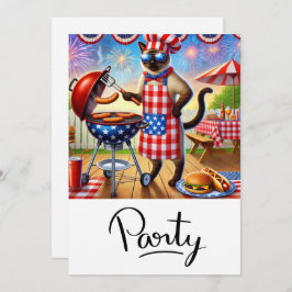 ネコのバーベキュー・パーティー　４日　独立記念日 招待状