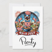 ネコのバーベキュー・パーティー 4日7月 独立記念日 招待状 (正面)