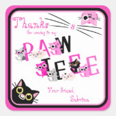 ネコのピンクを覗き見ありがとう スクエアシール (正面)