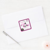ネコのピンクを覗き見ありがとう スクエアシール (封筒)