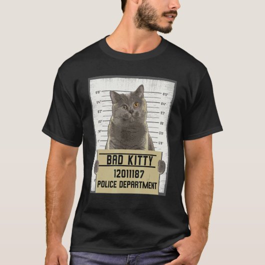 ネコのマグショット 凶悪なペット Tシャツ (正面)