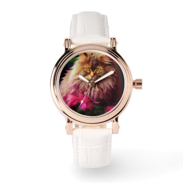 ネコのママを見る 腕時計 (正面)