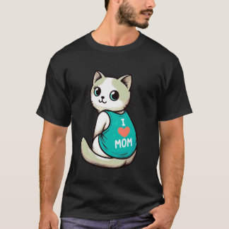 ネコのママ、ネコ好きな女性と子犬たち、私はママが大好き Tシャツ