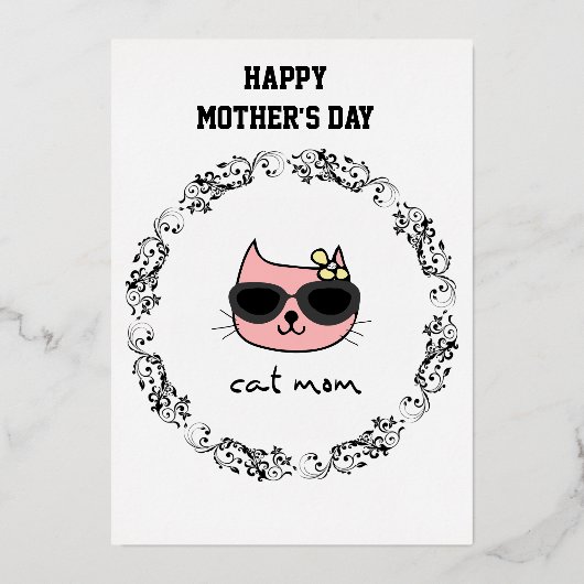ネコのママ　ハッピー・マザーズ・デー 箔シーズンカード (正面)