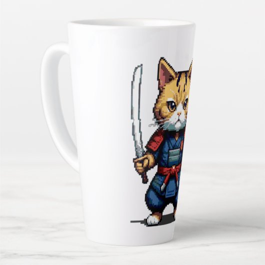 ネコの侍 カフェラテマグ (左アングル)