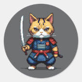 ネコの侍 ラウンドシール (正面)