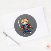 ネコの侍 ラウンドシール (封筒)