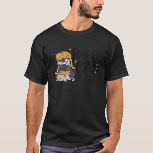 ネコの救出アニマルの権利保護ネコの養子縁組 Tシャツ (正面)