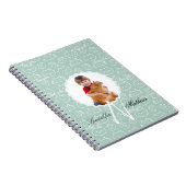 ネコの模様のモノグラム お子様の写真をパーソナライズ ノートブック (右側)