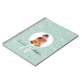 ネコの模様のモノグラム お子様の写真をパーソナライズ ノートブック (左側)