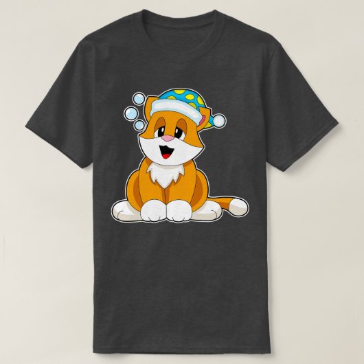 ネコの睡眠用ナイトキャップ Tシャツ (デザイン正面)