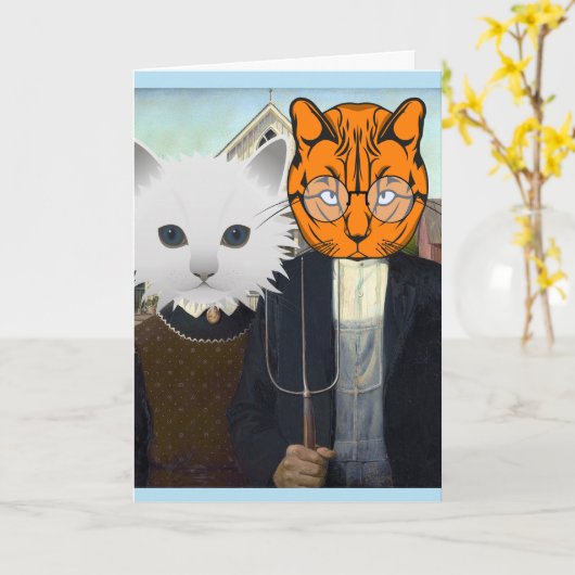 ネコの結婚おめでとうカード カード (黄色い花)