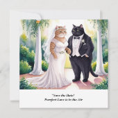 ネコの結婚式 Save the Date 招待状 (正面)