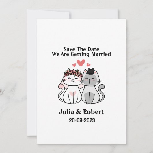 ネコの花嫁と花婿　結婚式のご案内 招待状 (正面)