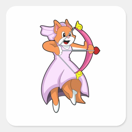 ネコの花嫁 ウェディングドレス.PNG スクエアシール (正面)