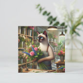 ネコの花屋  が花をアレンジしている シーズンカード (スタンド正面)