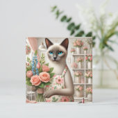 ネコの花屋  が花をアレンジしている シーズンカード (スタンド正面)