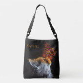 ネコの蝶のキスパーソナライズされた名 クロスボディバッグ (裏面)