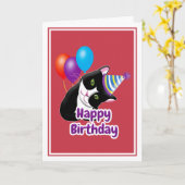 ネコの誕生日 カード (黄色い花)