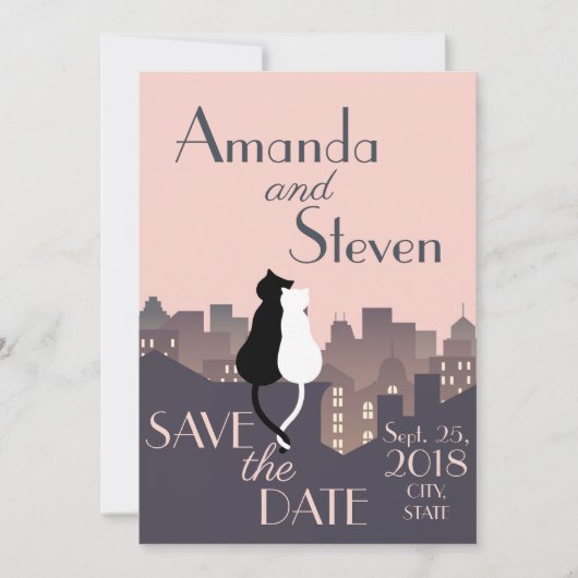 ネコをテーマにしたウェディングデザイン 招待状 (正面)