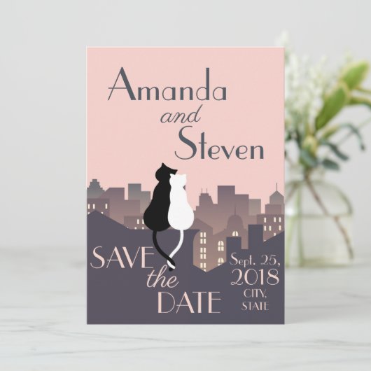 ネコをテーマにしたウェディングデザイン 招待状 (スタンド正面)