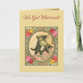 ネコをモチーフにした結婚発表 招待状 (正面)