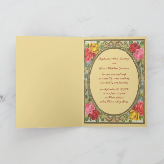 ネコをモチーフにした結婚発表 招待状 (内部)