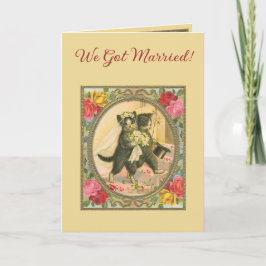 ネコをモチーフにした結婚発表 招待状